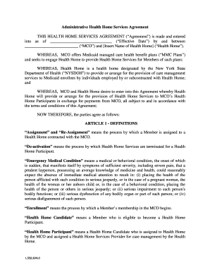 Health Home Services Agreement