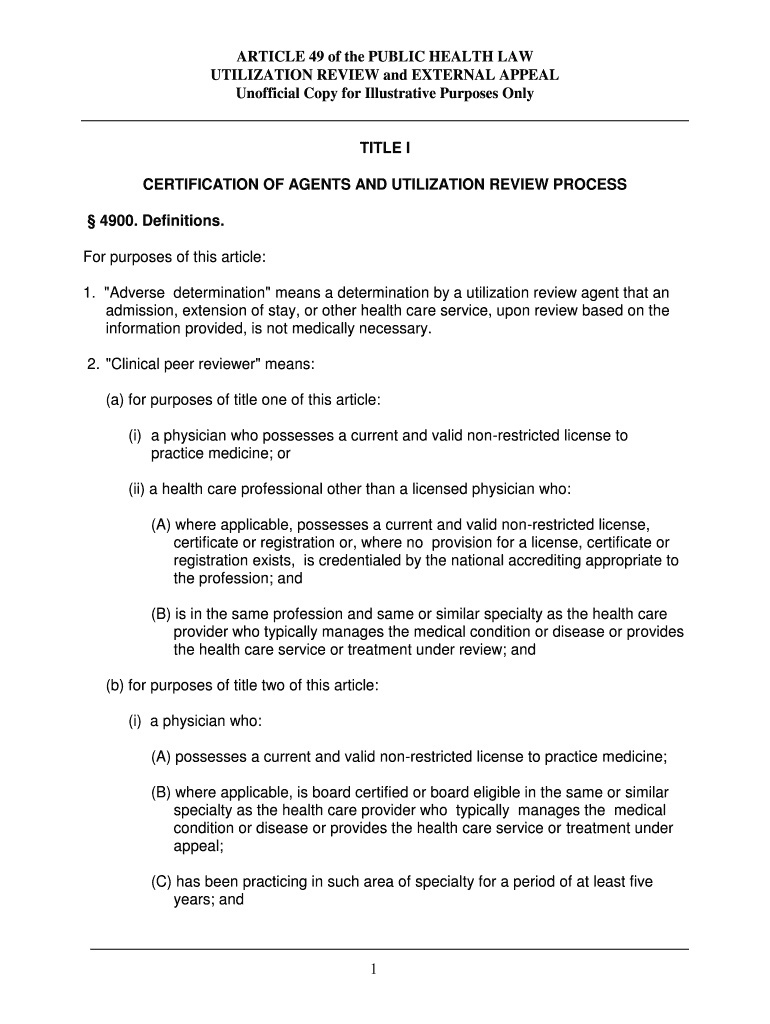 ARTICLE 49 of the PUBLIC HEALTH LAW Preview on Page 1
