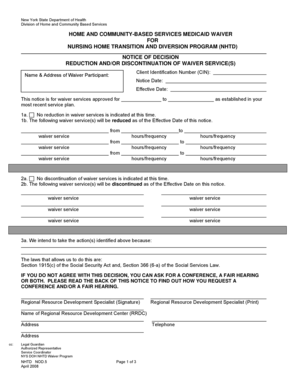 New York Medicaid Waiver Notice