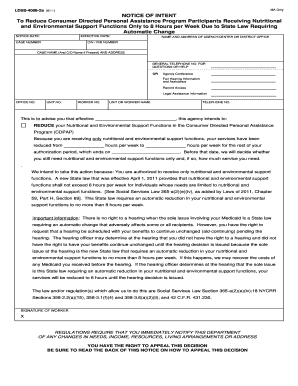 Notice of Intent to Reduce CDPAP Services