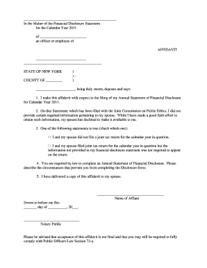 New York Financial Disclosure Affidavit