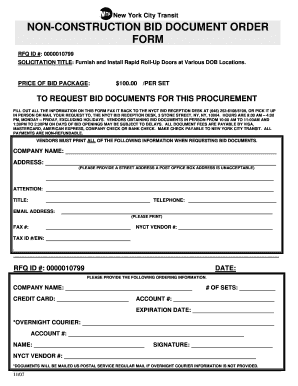 Conctruction bid form
