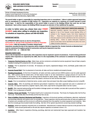 Virginia Building Permit Inspection Form