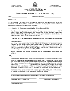 Small Estates Affidavit / Table of Heirs Forms - Office of the New ... - osc state ny