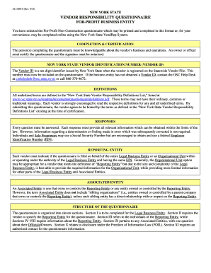 New York State Vendor Responsibility Questionnaire