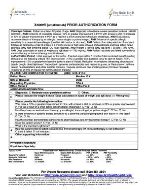 Xolair Prior Authorization Form