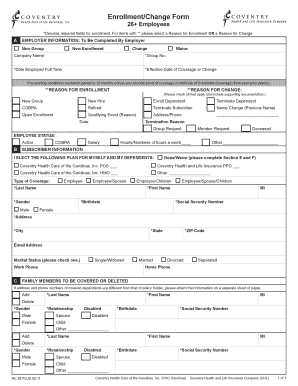 Coventry Health Care Enrollment Form