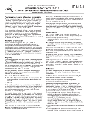 New York Environmental Remediation Insurance Credit Form