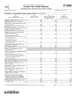 New York Income Tax Credit Deferral Form IT-500