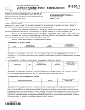 New York Change of Resident Status Agreement