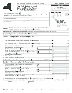 New York State Sales and Use Tax Return Form ST-809