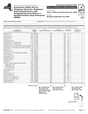 New York State Quarterly Schedule T-ATT