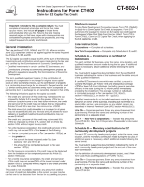 New York EZ Capital Tax Credit Form CT-602