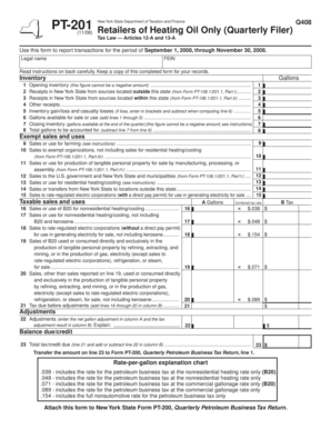 New York State Heating Oil Tax Form PT-201