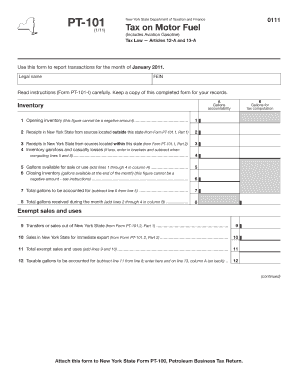 New York State Motor Fuel Tax Form PT-101