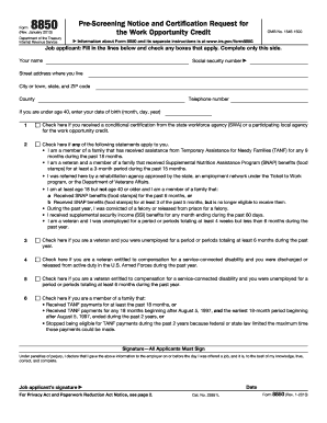 Form 8850 Work Opportunity Credit