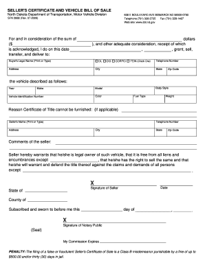 Scdmv bill of sale - bismarck dmb