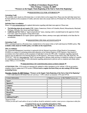 certificate of attendance form