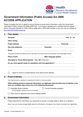 Government Information Access Application Form