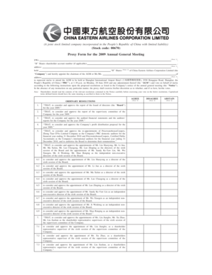 Proxy Form for 2009 Annual General Meeting