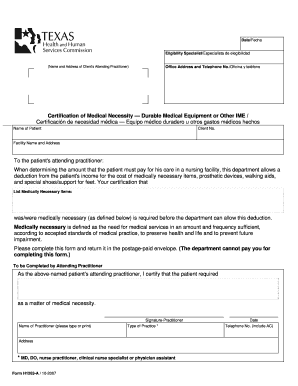 Certification of Medical Necessity Form H1263-A