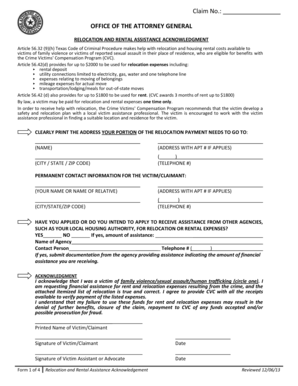 Texas Relocation and Rental Assistance Acknowledgment