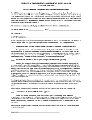 Alabama Residential Energy Code Compliance Form