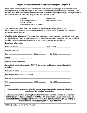Request for Redetermination of Medicare Prescription Drug Denial