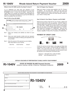 Rhode Island 1040V Payment Voucher 2009