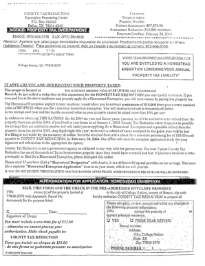 Texas Homestead Exemption Application