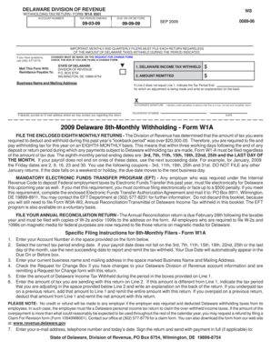 Delaware Withholding Tax Return Form W1A