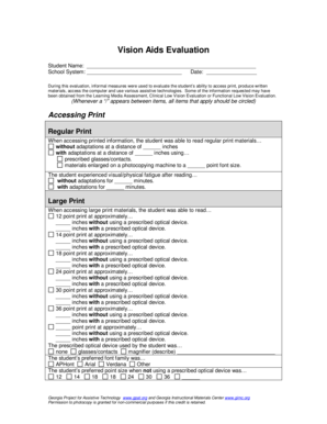 Vision Aids Evaluation Form