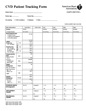 CVD Patient Tracking Form - dshs state tx