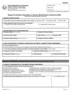 Texas Benefit Review Conference Request Form