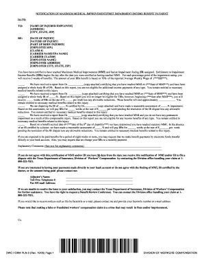 Texas Workers' Compensation MMI/IR Notification