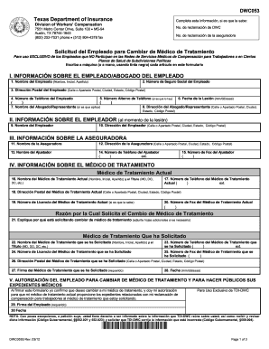 Solicitud del Empleado para Cambiar de Médico de Tratamiento