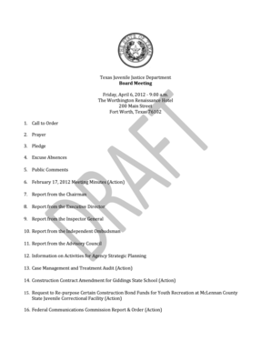 Texas Juvenile Justice Department Board Meeting Friday, April 6 ... - tjjd texas