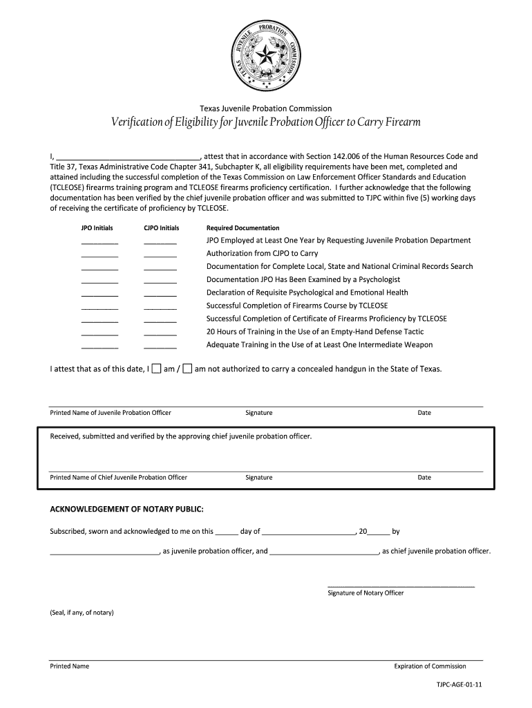 Fillable Online tjjd texas Verification of Eligibility for Juvenile
