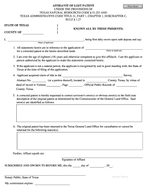 Affidavit For Corrected Patent - The Texas General Land Office - glo texas