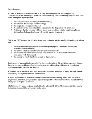 Letter of agreement between employer and employee - SAMPLE LETTER MAKING A BONA FIDE OFFER OF EMPLOYMENT. Annual Financial Report for FY 2010 - sorm state tx