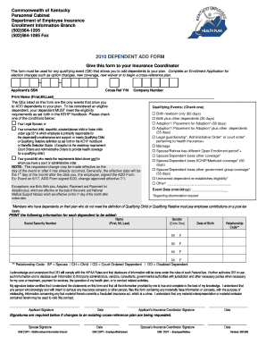 Kentucky Dependent Add Form