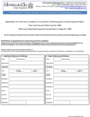 UK Planning Permission Condition Variation Form