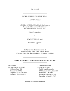 Raise letter template - Reply to Joint Response to Petition - Supreme Court of Texas - supreme courts state tx