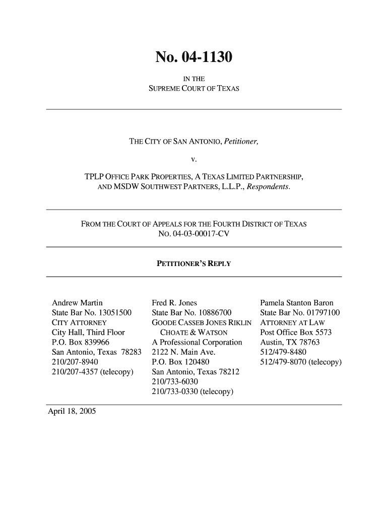 PFR Reply# - Supreme Court of Texas - supreme courts state tx Preview on Page 1