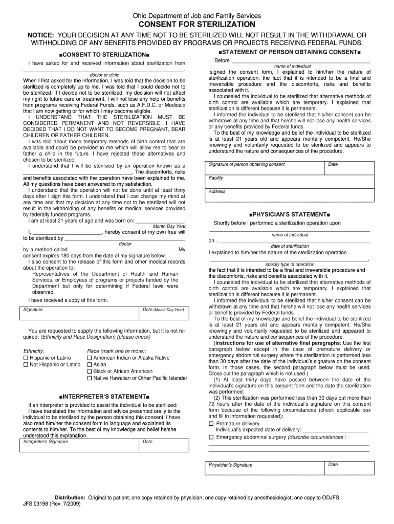 ohio hysterectomy consent form Preview on Page 1