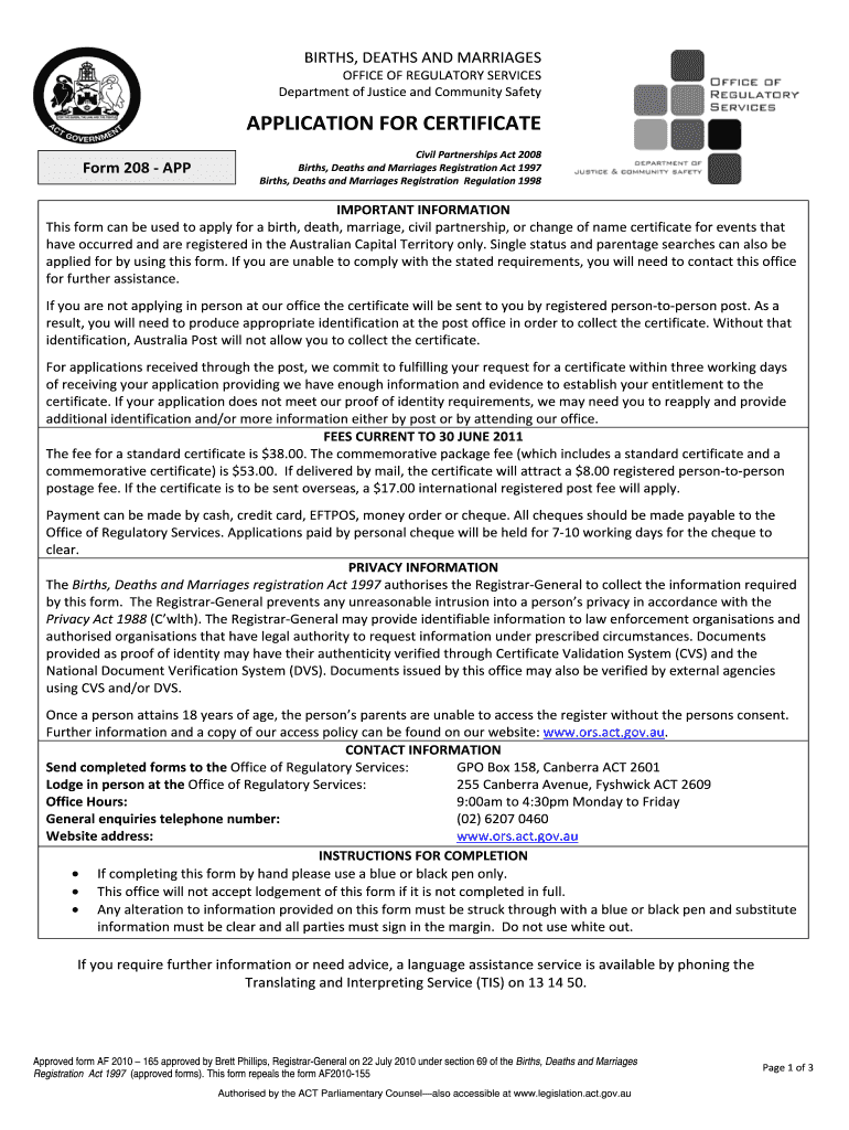 Fillable Online APPLICATION FOR CERTIFICATE Fax Email Print - pdfFiller