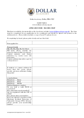 Teaching Job Application Form - Dollar Academy