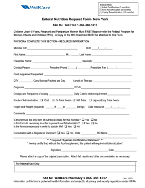 Enteral Nutrition Request Form