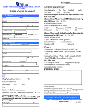 Request for Synagis Medical Necessity Form