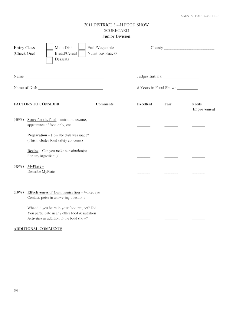 Fillable Online palopinto agrilife Palo Pinto County 4H Food Show Palo Pinto Texas AgriLife